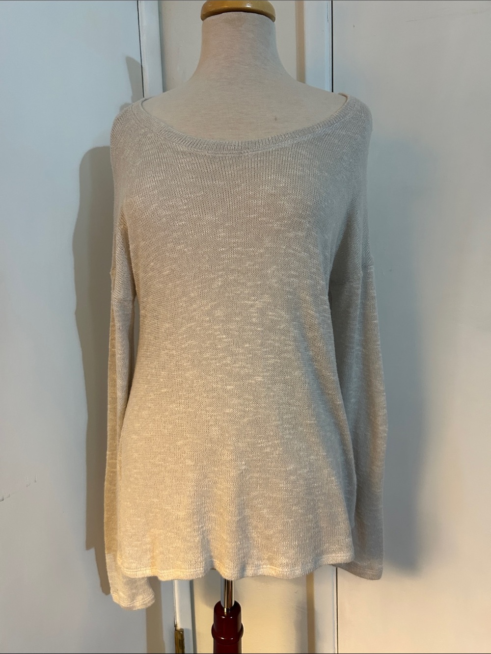 Gibson Off-Shoulder Light Cream Knit Sweater
